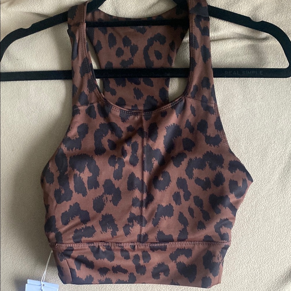 Cheetah Leopard Print Sports Bra Medium Animal Brown Black Top new ALLFENIX Long - Picture 9 of 10